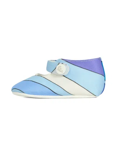 Pucci Junior Iride-print Mary Jane Ballet Flats In Blue
