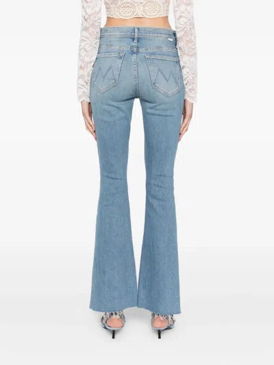 Mother Womens Glow Up The Weekender Fray Flared-leg Denim Jeans In Blue