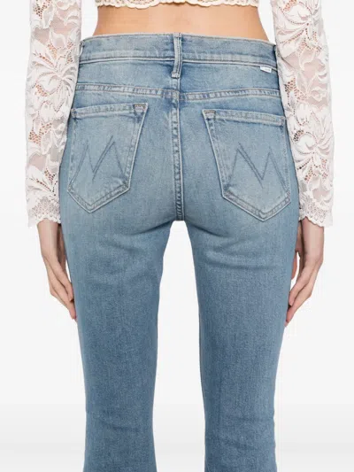 Mother Womens Glow Up The Weekender Fray Flared-leg Denim Jeans In Blue