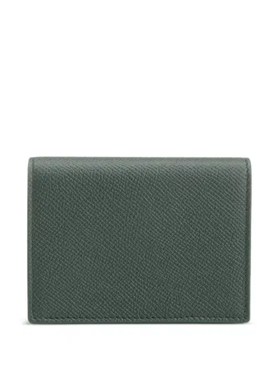 Ferragamo Micro Gancio Business Card Card Case With Zip Wallets Green In Green