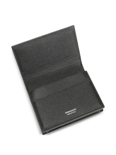 Ferragamo Micro Gancio Business Card Card Case With Zip Wallets Green In Green