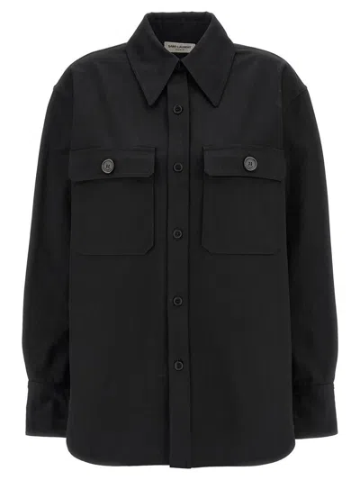 Saint Laurent Saharienne Twill Cotton Shirt