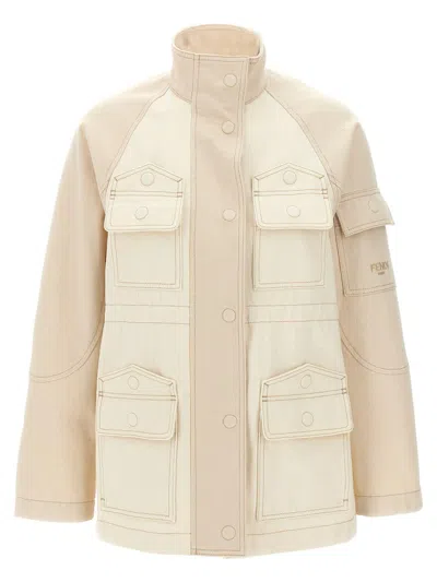Fendi Two-tone Cotton Denim Parka
