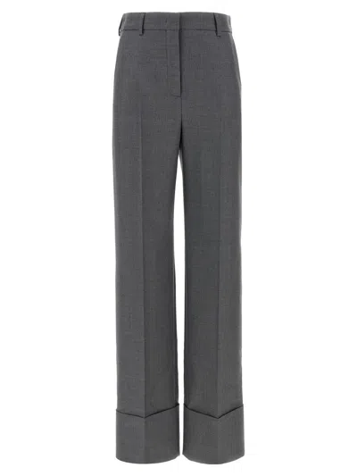Valentino Garavani Wide-leg Virgin Wool Trousers With Maxi Turn-up In Black