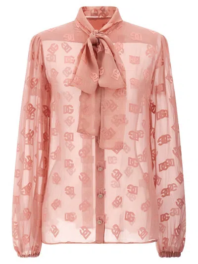 Dolce & Gabbana Pink Front Button Shirt In Pink