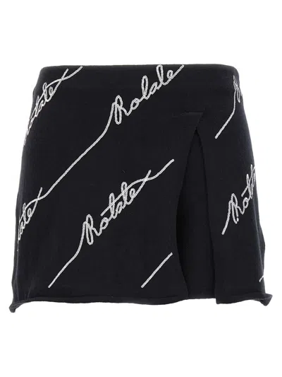 Rotate Birger Christensen Rotate Women Cotton Blend Shorts With Contrasting Logo In Black