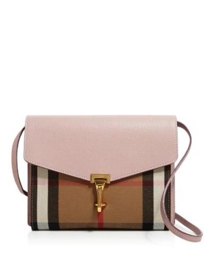 Shop Burberry Macken House Check Small Crossbody In Pale Orchid Pink/gold