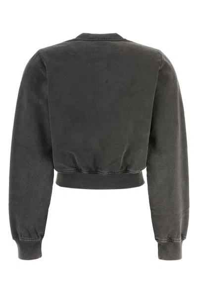 Alexander Wang Short Cotton Cardigan Ribbed Cuffs In Gray