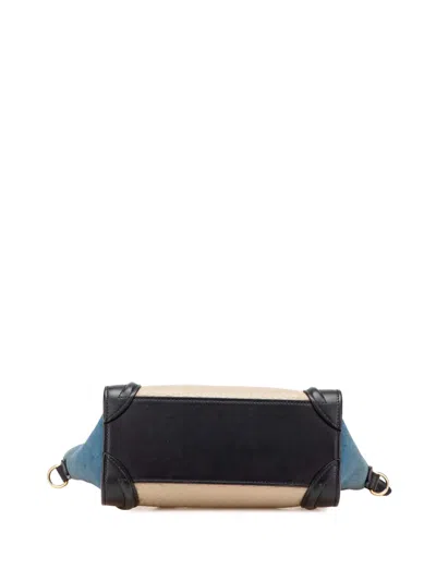 Pre-owned Celine 2015 Nano Tricolor Nubuck And Calfskin Luggage Tote Satchel