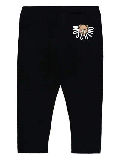 Moschino Teddy-logo Leggings In Black