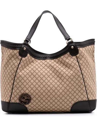 Pre-owned Gucci 2016-2025 Diamante Canvas Interlocking G Tote Bag