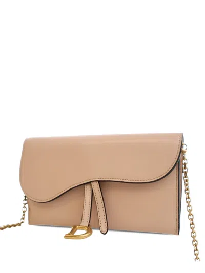 Pre-owned Dior 2022 Goatskin Saddle Wallet On Chain Crossbody Bag