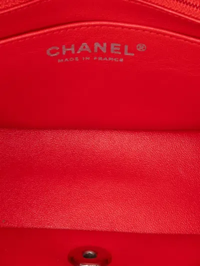 Pre-owned Chanel 2013-2014 Mini Square Classic Patent Striped Single Flap Crossbody Bag
