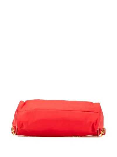 Pre-owned Prada 2000-2013 Saffiano Trimmed Tessuto Handbag In Red