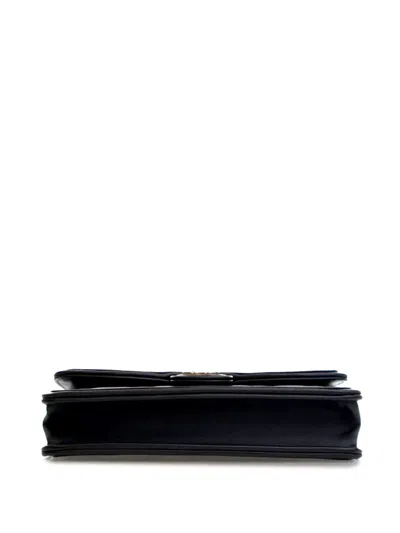Pre-owned Chanel 2021-2025 Quilted Lambskin And Patent Flap Phone Holder Crossbody Bag