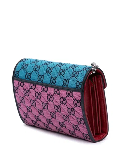 Pre-owned Gucci 2016-2025 Gg Marmont Matelasse Diagonal Canvas Chain Wallet Shoulder Bag