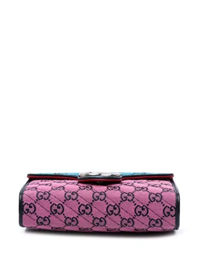 Pre-owned Gucci 2016-2025 Gg Marmont Matelasse Diagonal Canvas Chain Wallet Shoulder Bag