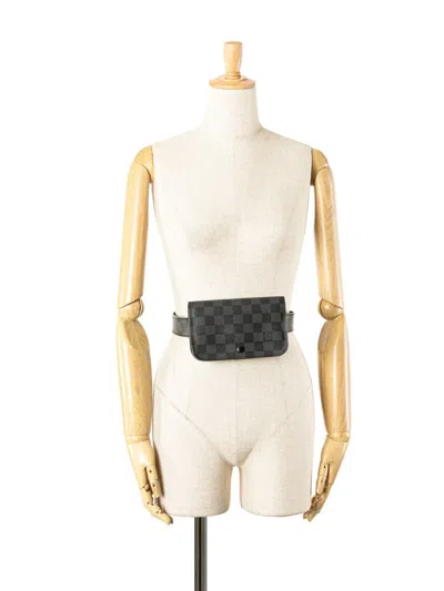 Pre-owned Louis Vuitton 2011 Damier Graphite Pochette Homme Ceinture Belt Bag In Black
