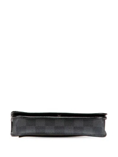 Pre-owned Louis Vuitton 2011 Damier Graphite Pochette Homme Ceinture Belt Bag In Black