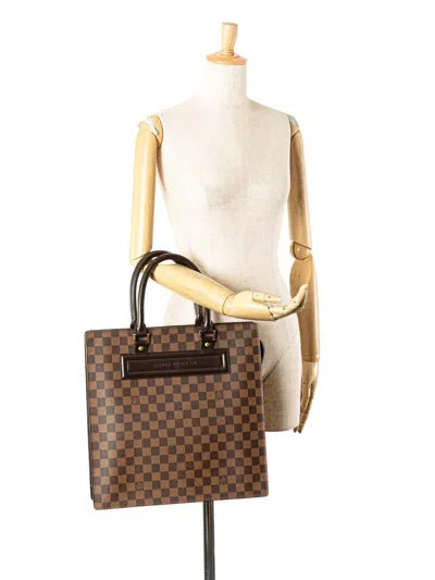 Pre-owned Louis Vuitton 2000 Damier Ebene Venice Sac Plat Gm Tote Bag In Brown
