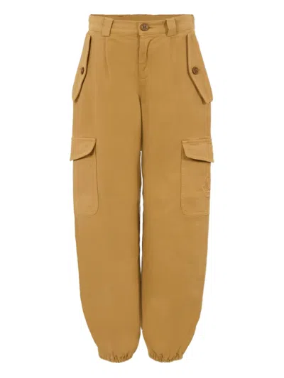 Etro Logo-embroidered Cargo Trousers In Brown