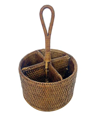 Sambonet Rattan Four-section Caddy In Brown