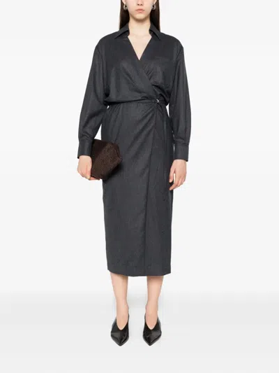 Brunello Cucinelli Wrap-effect Wool Dress