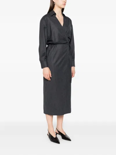 Brunello Cucinelli Wrap-effect Wool Dress