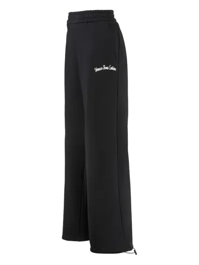 Versace Jeans Couture Embroidered-logo Drawstring Track Trousers In Black