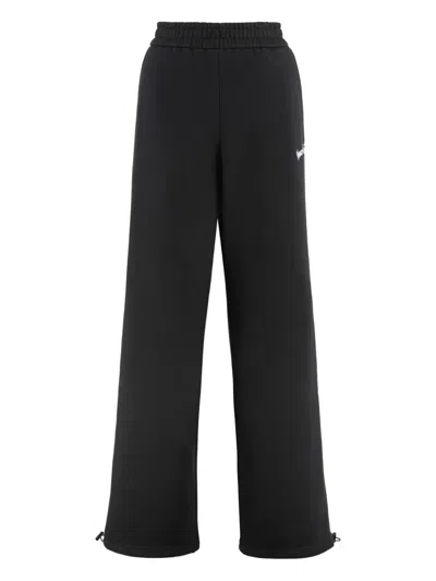Versace Jeans Couture Embroidered-logo Drawstring Track Trousers In Black