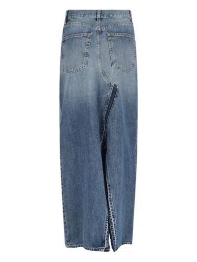 6397 Denim Split-front Midi Skirt