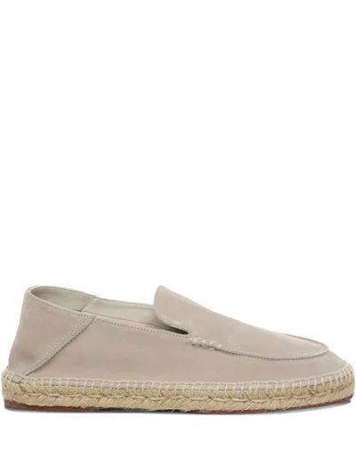 Loro Piana Seaside Walk Collapsible-heel Suede Espadrilles In Gray