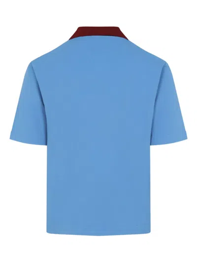 Marni Polo In Piquet Blu Con Colletto A Contrasto