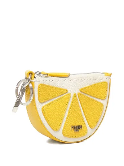 Fendi Lemon-shaped Keyring In Neutral