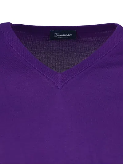 Drumohr V-neck Long-sleeve T-shirt In Purple