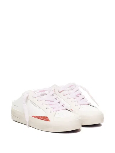 Crime London Sk8 Deluxe Glitter-detail Backless Sneakers In White