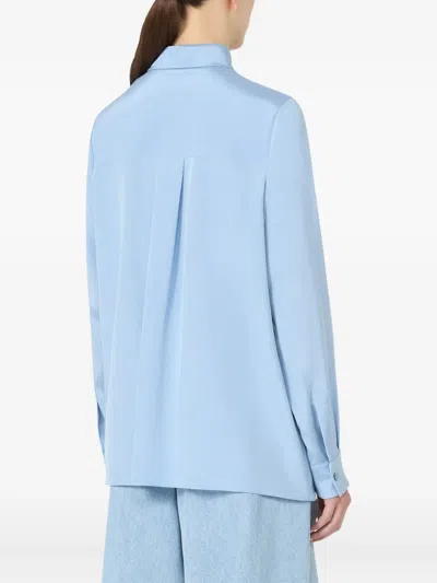 Max Mara 'avion' Shirt In Sky Blue Stretch Silk Cady In Blue