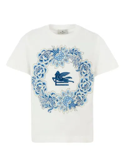 Etro Pegaso-embroidered T-shirt In White