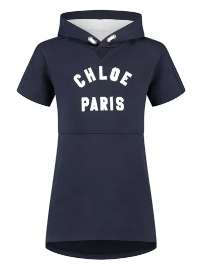 Chloé Short-sleeve Hooded Mini Dress In Black