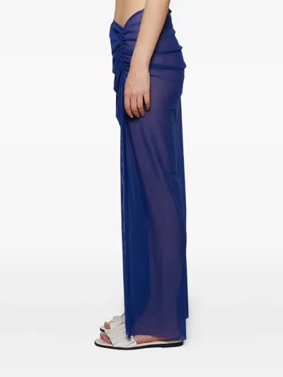 Bondeye Claudia Mesh Draped Maxi Skirt In Blue
