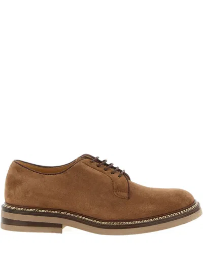 Brunello Cucinelli Suede Derby Shoes With Lace Closure