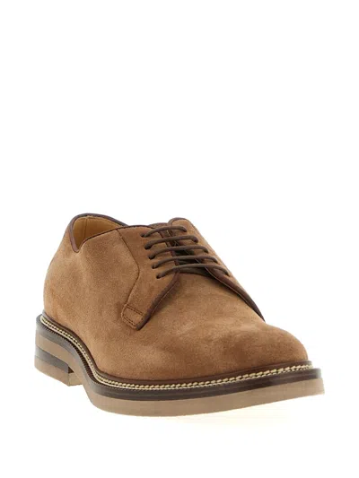 Brunello Cucinelli Suede Derby Shoes With Lace Closure
