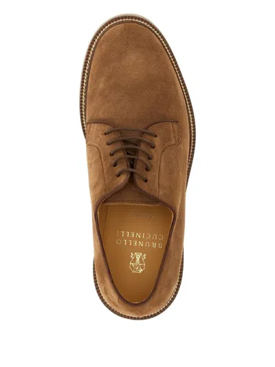 Brunello Cucinelli Suede Derby Shoes With Lace Closure