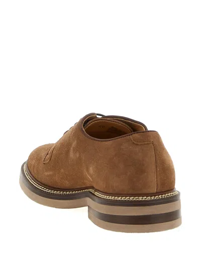 Brunello Cucinelli Suede Derby Shoes With Lace Closure