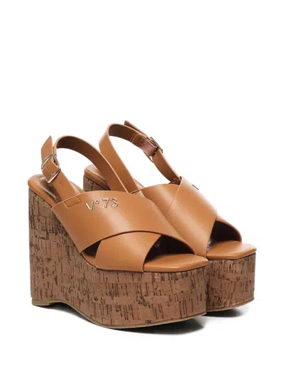 V73 Crossover Wedge Sandals In Brown