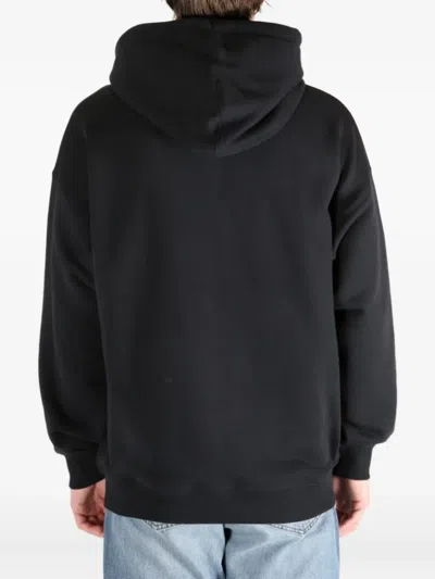 Y-3 Graphic-print Black Cotton Hoodie With Drawstring Hood In Black