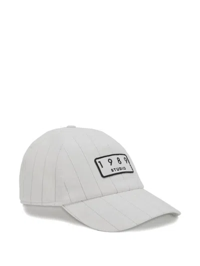 1989 Studio Striped Logo-patch Cotton Cap In Neutral
