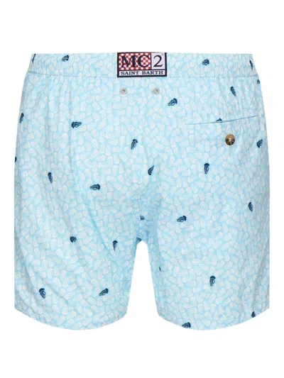 Mc2 Saint Barth Jellyfish-print Drawstring Swim Shorts In Blue