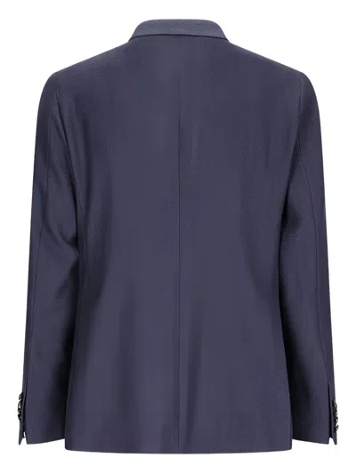 Tagliatore Herringbone Two-button Blazer In Blue