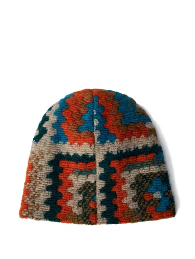 Engineered Garments Crochet-knit Patterned Beanie In Multi